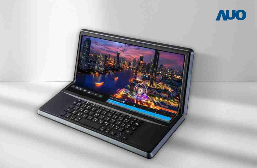 开云电子14.6吋Micro LED折迭显示屏幕，，，，搭配半径4mm的弯折绞炼，，，以及高画素、、、、高亮度、、、高对比度的显示技术特点，，即便在大视角下仍保有绝佳色相与亮度