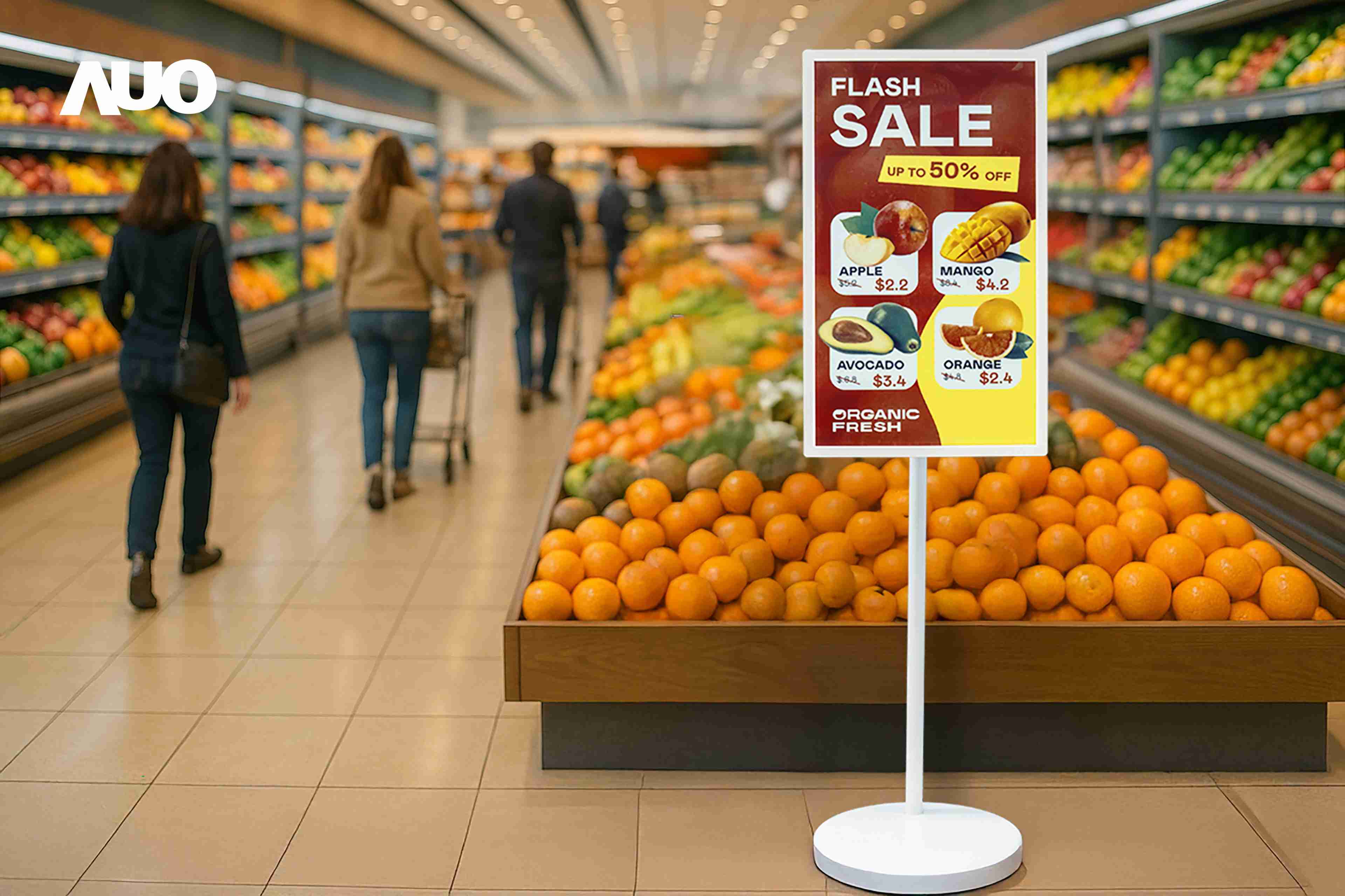 达擎首亮相低功耗、、全彩的〝aecoPost电子纸解决方案〞，，，仅在更新画面时需要微量的电力驱动，，无需布建电线的便捷设计，，，使其可灵活应用、、、、随意置放，，，，并可透过云端或行动装置app，，，轻松管理及排程广告内容，，，晋升店头营销利器。。。